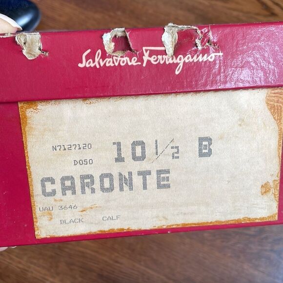 Vtg Salvatore Ferragamo‎ “Caronte” black Oxford style slip on dress shoes main image 5